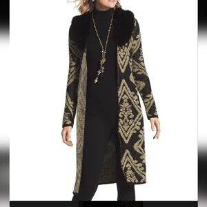 Chico’s Faux Fur  Open long cardigan  Size O